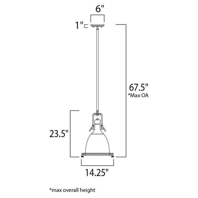 Maxim 25104FTBZ - Hi-Bay 1 Light 24" Pendant