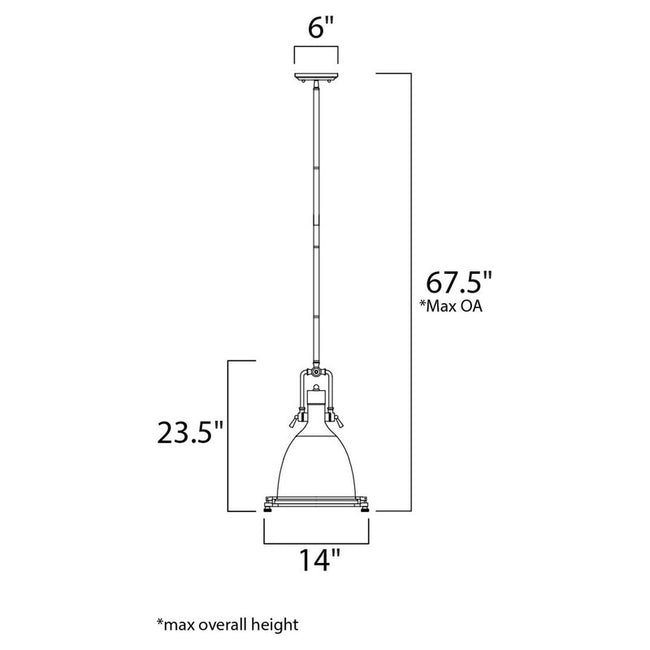 Maxim 25116SWSN - Hi-Bay 1 Light 24" Pendant