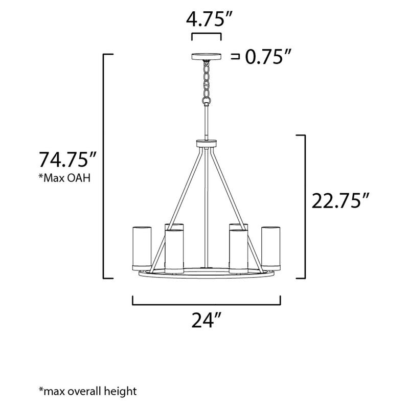 Maxim 25255CLBK - Sentinel 6 Light 24" Chandelier