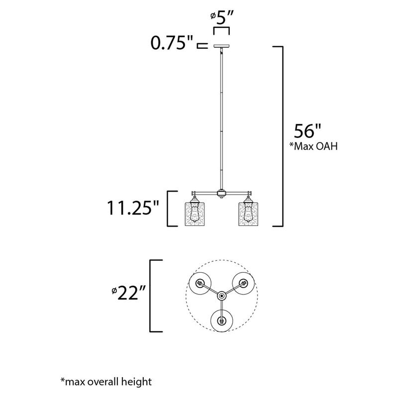 Maxim 25273SSBZ - Stonehenge 3 Light 22" Chandelier