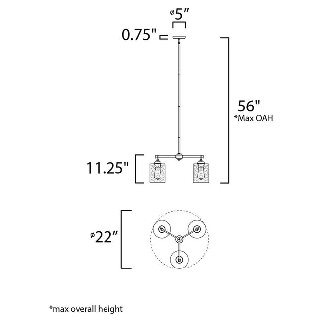 Maxim 25273SSBZ - Stonehenge 3 Light 22" Chandelier
