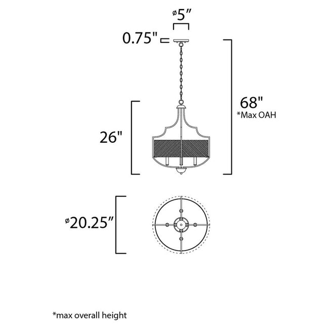 Maxim 25284WLBZAB - Savant 4 Light 26" Chandelier