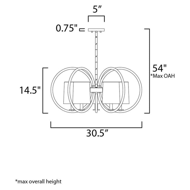 Maxim 25295OFNAB - Meridian 5 Light 31" Chandelier