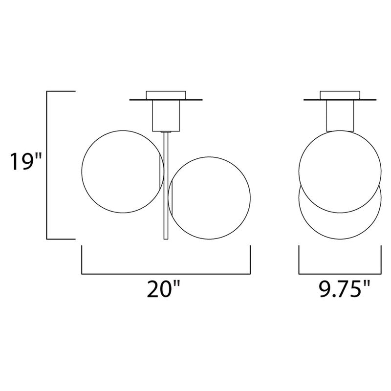 Maxim 26032SWSBRBK - Vesper 2 Light 20" Semi Flush Ceiling Light