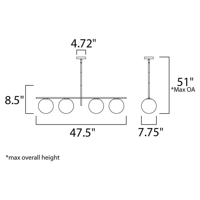 Maxim 26036SWSBRBK - Vesper 4 Light 48" Chandelier