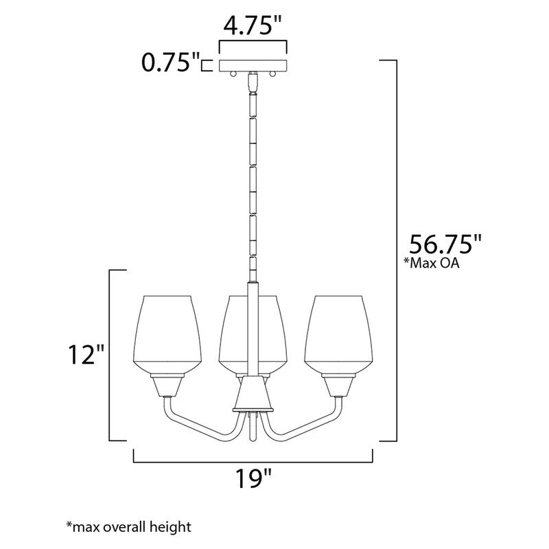 Maxim 26124CLBKSN - Goblet 3 Light 19" Chandelier