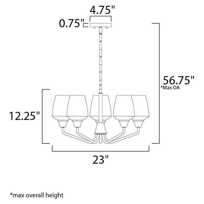 Maxim 26125CLBKSN - Goblet 5 Light 23" Chandelier