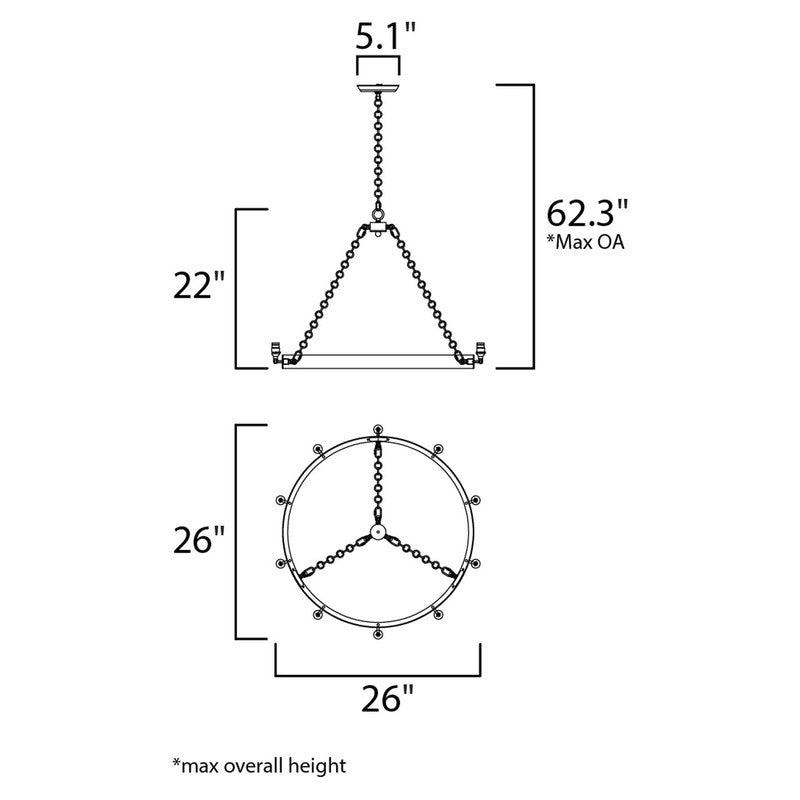 Maxim 26273BKNAB - Noble 6 Light 26" Chandelier