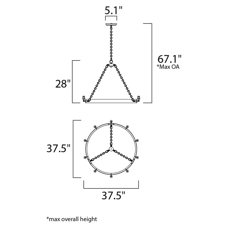 Maxim 26275BKNAB - Noble 10 Light 38" Chandelier