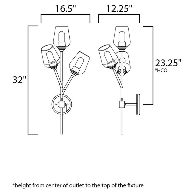 Maxim 26341CLABBK - Savvy 3 Light 32" Wall Sconce