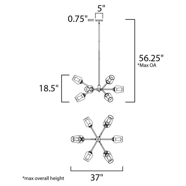 Maxim 26345CLABBK - Savvy 9 Light 37" Chandelier