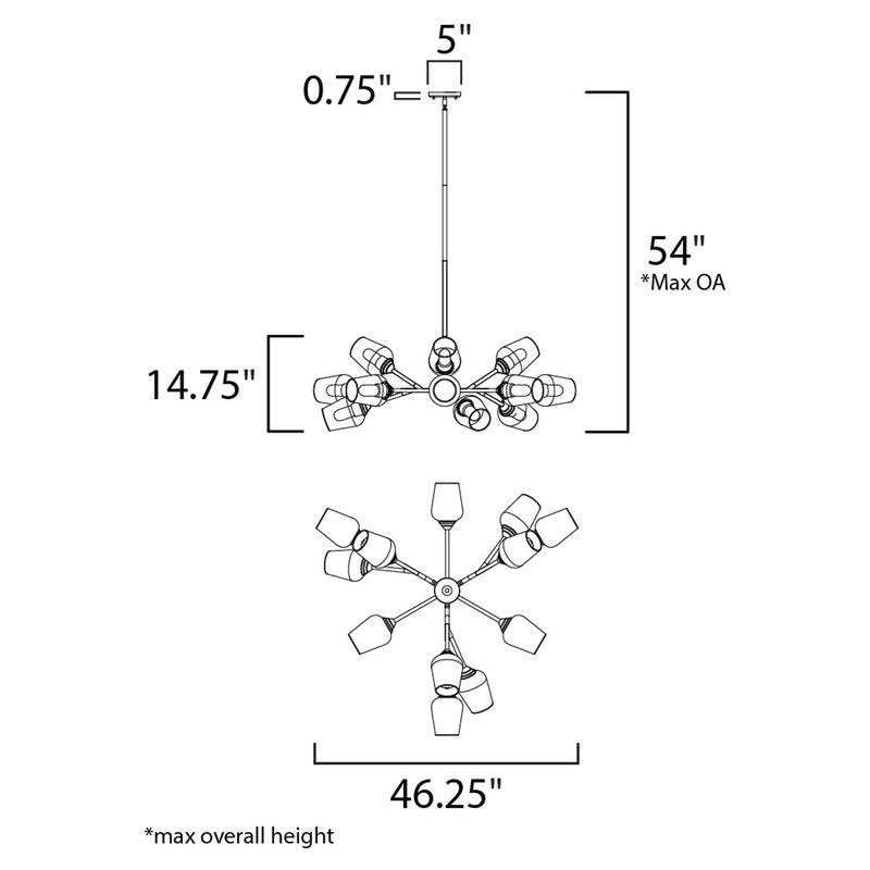 Maxim 26347CLABBK - Savvy 12 Light 46" Chandelier