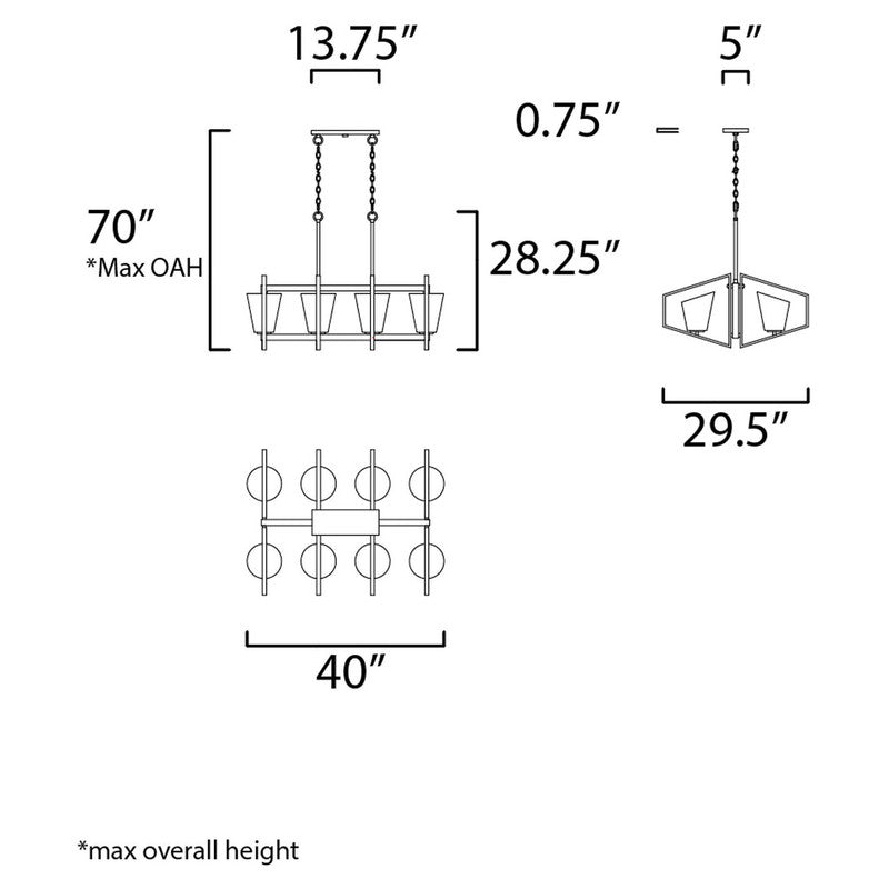 Maxim 26358SWGLDBK - Oblique 8 Light 40" Chandelier