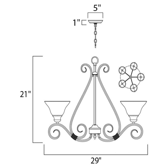Maxim 2655MRKB - Pacific 5 Light 29" Chandelier