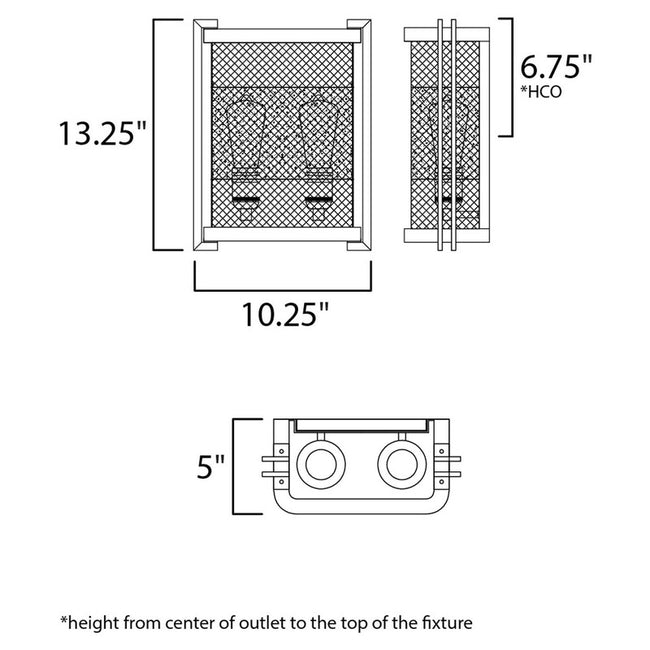Maxim 27562BKBWAB - Boundry 2 Light 13" Wall Sconce