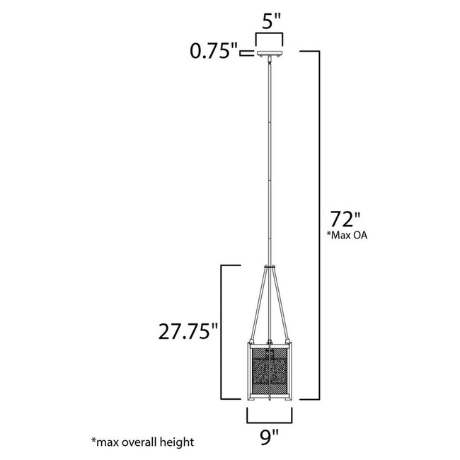 Maxim 27563BKBWAB - Boundry 1 Light 28" Pendant