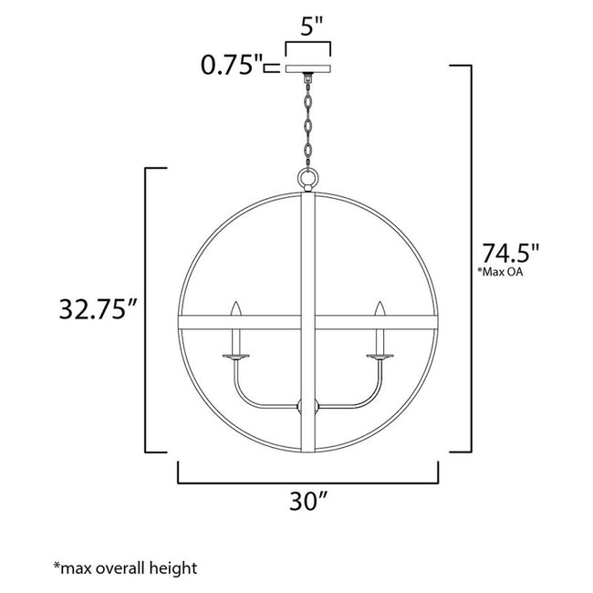 Maxim 27576APBK - Compass 6 Light 33" Pendant