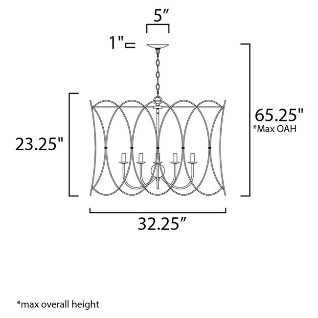 Maxim 27596WWT - Trellis 5 Light 32" Pendant
