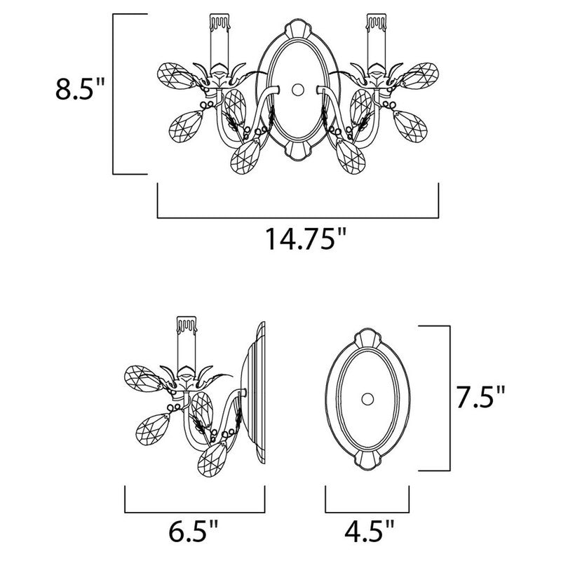 Maxim 2857EG - Elegante 2 Light 12" Wall Sconce