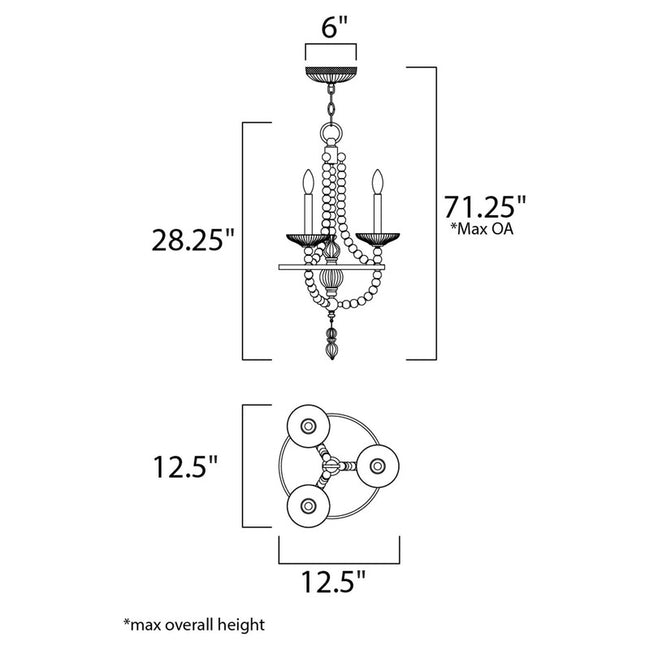 Maxim 30003CLPN - Paris 3 Light 28" Chandelier