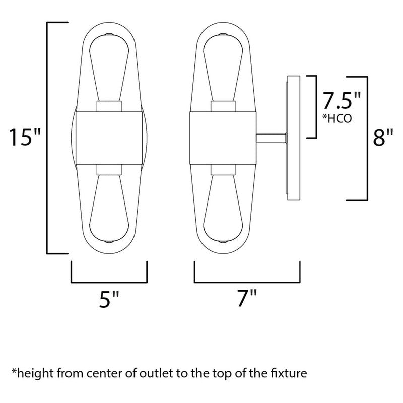 Maxim 30012CDAPBK - Lido 2 Light 15" Wall Sconce
