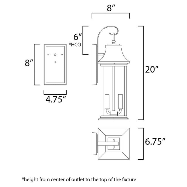 Maxim 30023CLBK - Vicksburg 2 Light 20" Wall Sconce