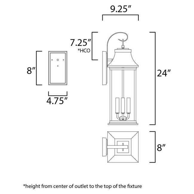 Maxim 30024CLBK - Vicksburg 3 Light 24" Wall Sconce