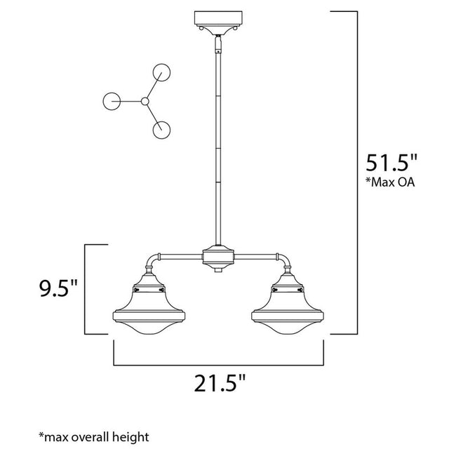 Maxim 30243SWSN - New School 3 Light 22" Chandelier