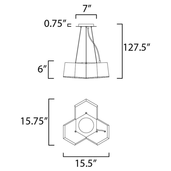 Maxim 30334BKGLD - Honeycomb 3 Light 16" Pendant