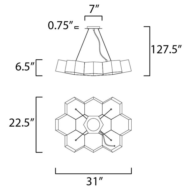 Maxim 30338BKGLD - Honeycomb 10 Light 31" Pendant