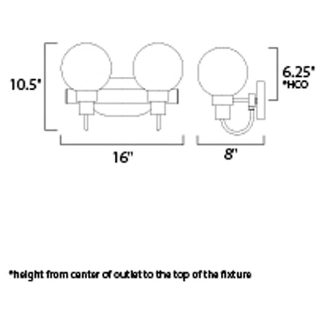 Maxim 30512CLBZSBR - Bauhaus 2 Light 16" Vanity Light