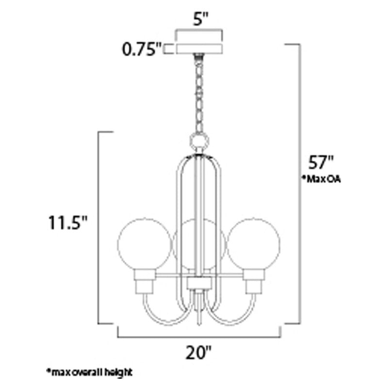 Maxim 30515CLBZSBR - Bauhaus 3 Light 21" Chandelier