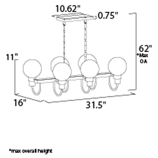 Maxim 30519CLBZSBR - Bauhaus 6 Light 32" Chandelier