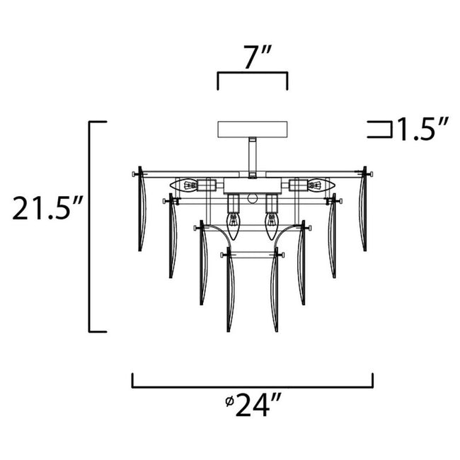 Maxim 30730CLWTPC - Glacier 9 Light 24" Flush Mount