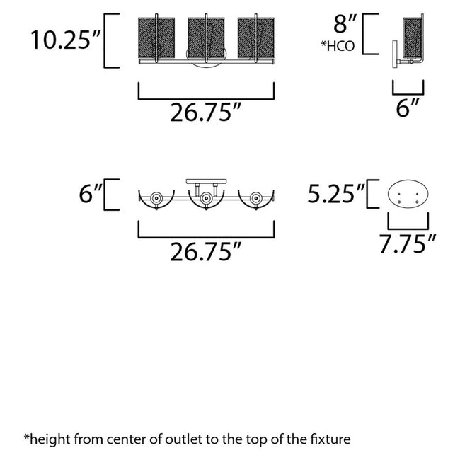 Maxim 31213OIAB - Caspian 3 Light 27" Wall Sconce