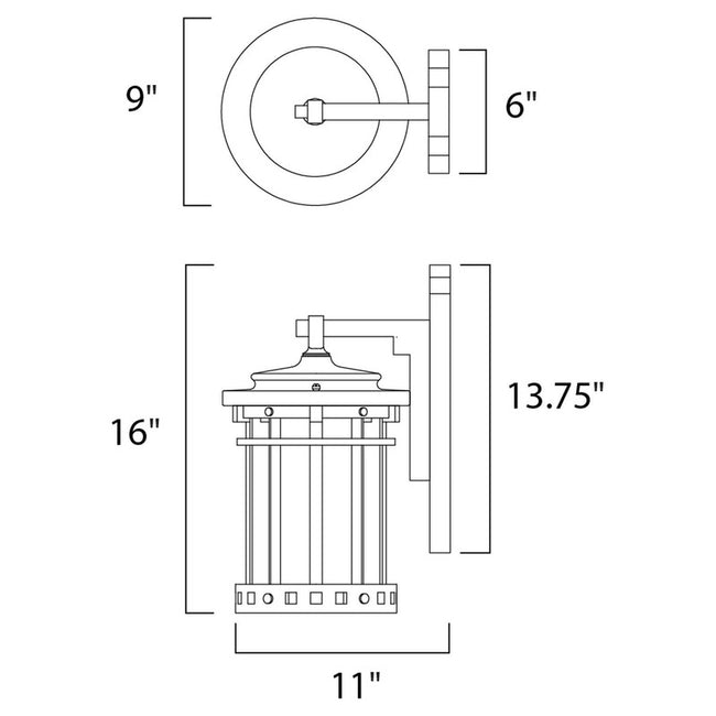 Maxim 3144MOSE - Santa Barbara Dark Sky 1 Light 16" Wall Sconce