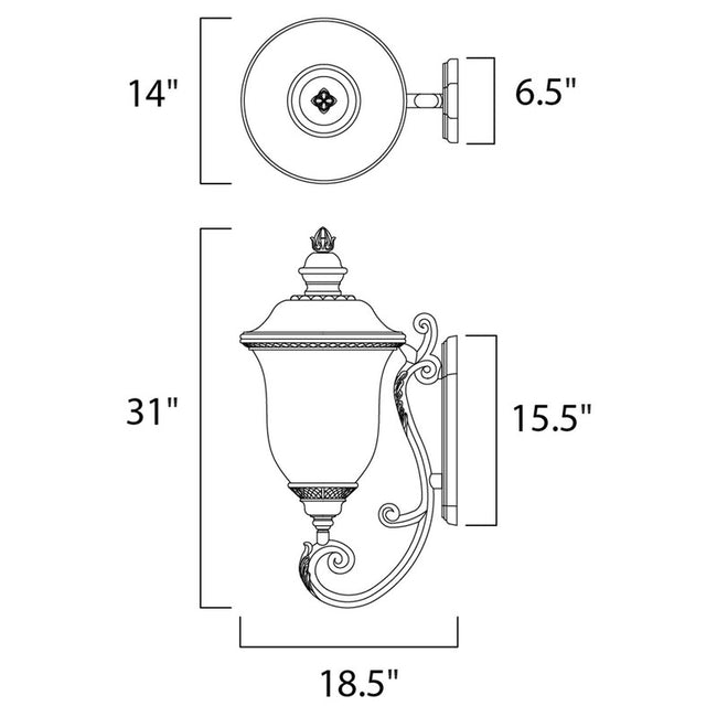 Maxim 3425WGOB - Carriage House DC 3 Light 31" Wall Sconce