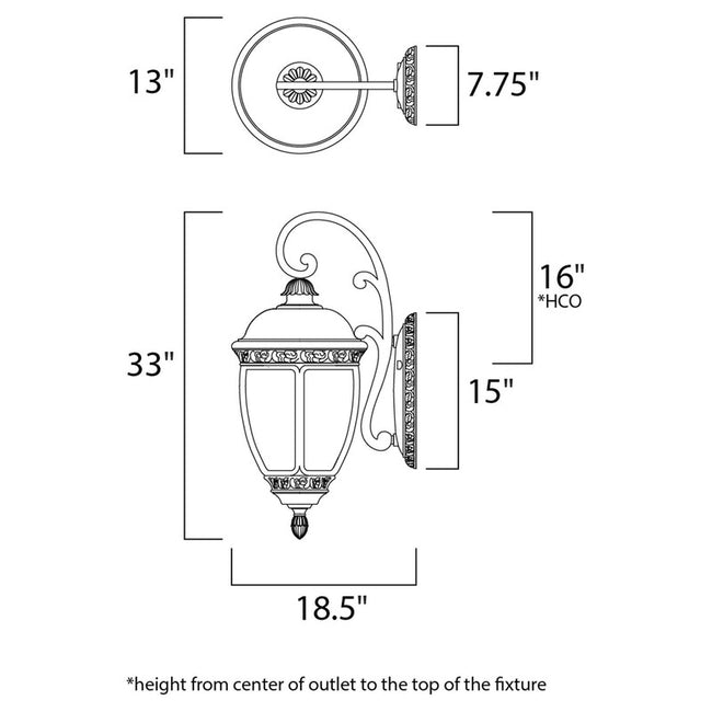 Maxim 3466CDSE - Knob Hill DC 3 Light 33" Wall Sconce