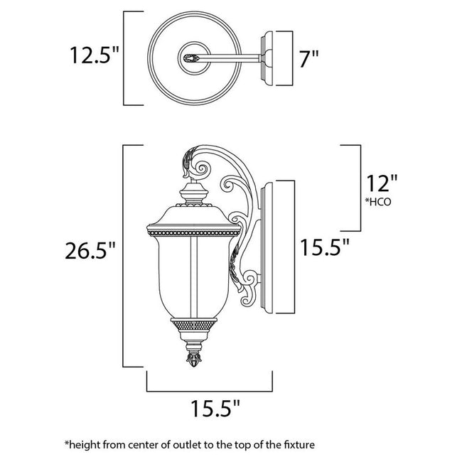 Maxim 3497WGOB - Carriage House DC 3 Light 27" Wall Sconce