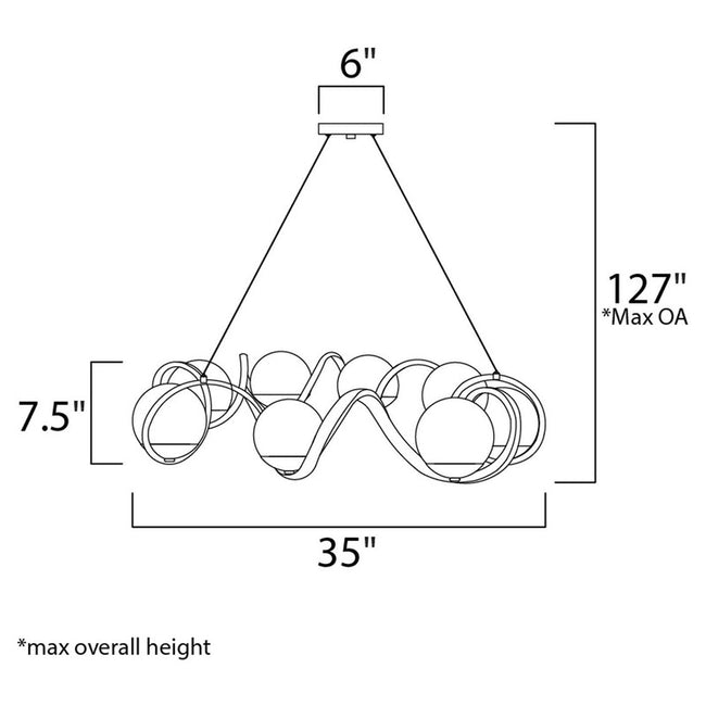 Maxim 35108CDBKPN - Curlicue 8 Light 35" Pendant