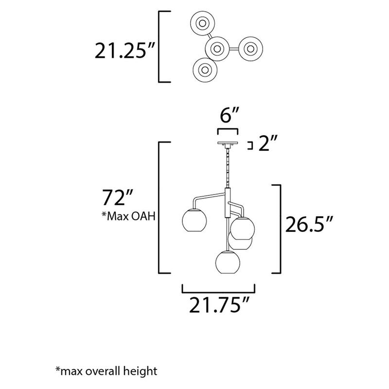 Maxim 38414CLNAB - Branch 4 Light 27" Pendant