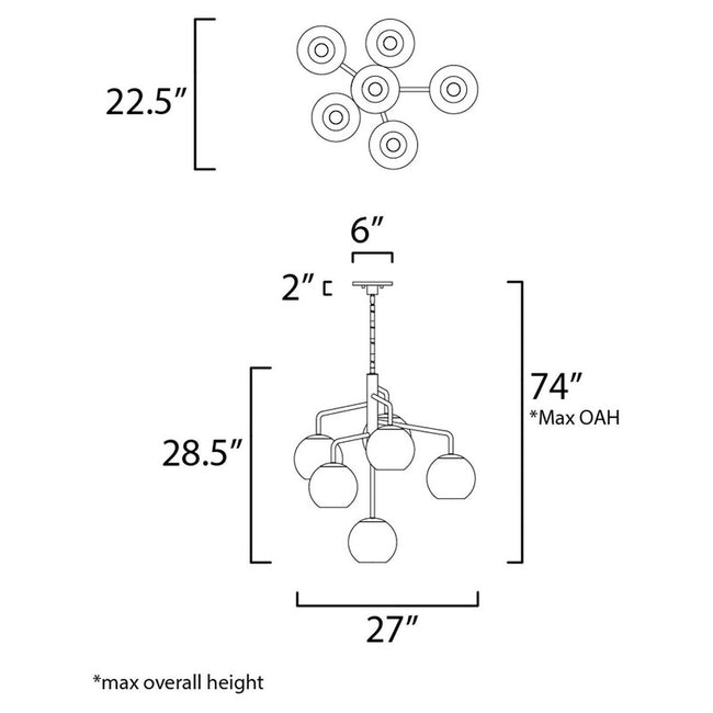 Maxim 38416CLNAB - Branch 6 Light 29" Chandelier