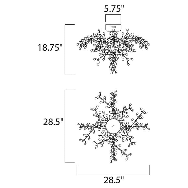 Maxim 38502CLPN - Cluster 8 Light 29" Semi Flush Ceiling Light