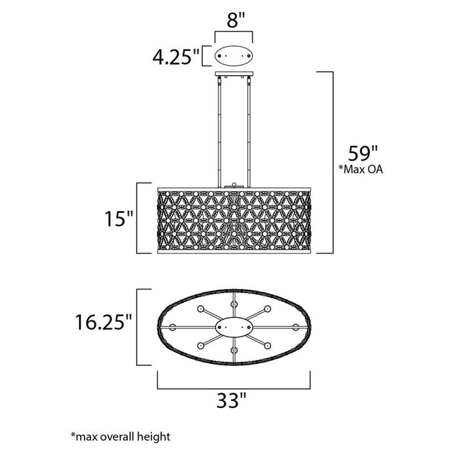 Maxim 39507BCPN - Cassiopeia 8 Light 33" Pendant