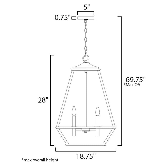 Maxim 39543HZBRG - Woodland 4 Light 28" Pendant