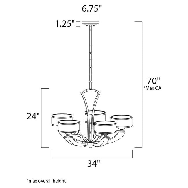 Maxim 39825BCWTPC - Metro 5 Light 34" Chandelier