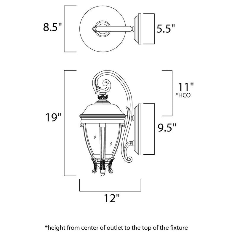 Maxim 41424WGBK - Camden VX 2 Light 19" Wall Sconce