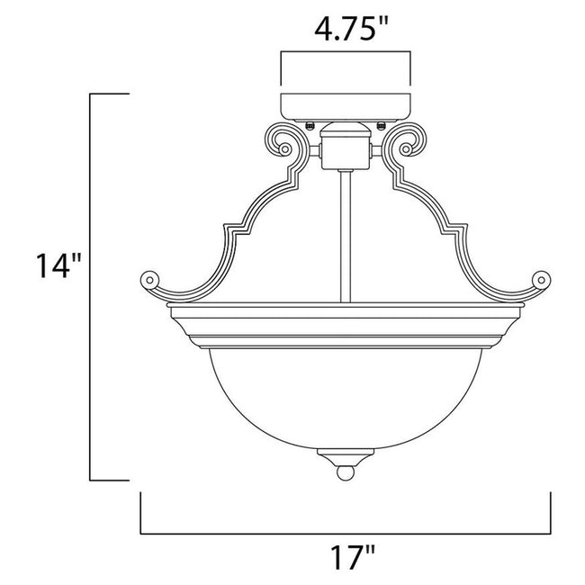 Maxim 5844MROI - Essentials - 584x 3 Light 17" Semi Flush Ceiling Light