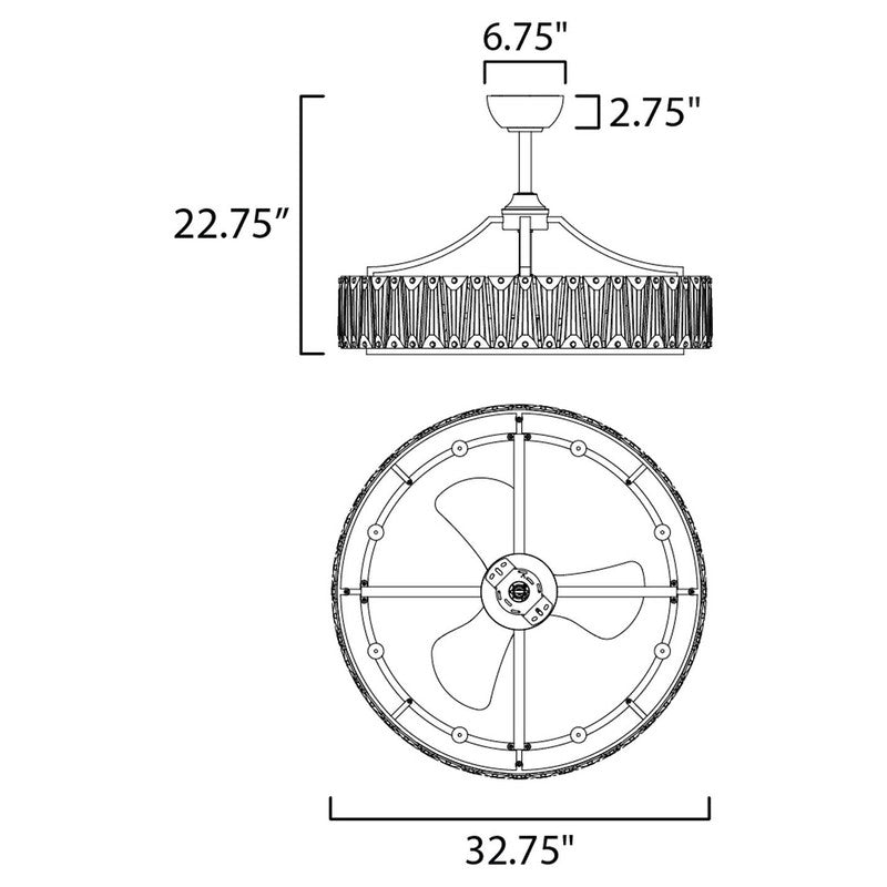 Maxim 61018BK - Odeon 8 Light 33" Ceiling Fan