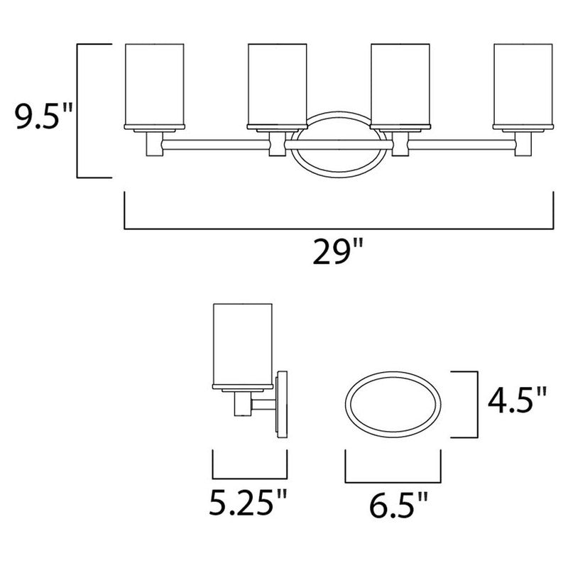 Maxim 9054SWSN - Cylinder 4 Light 29" Vanity Light